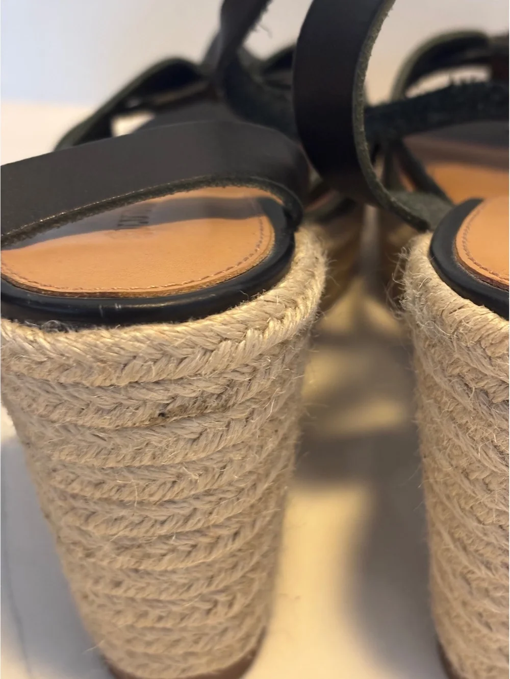 Soludos Charlotte Black Leather Wedge Espadrille Sandal